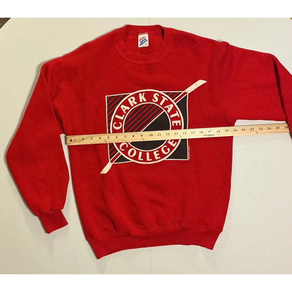 VTG USA Made Clark State College Sweatshirt Pullover‎ Red 90s Preppy Classic M